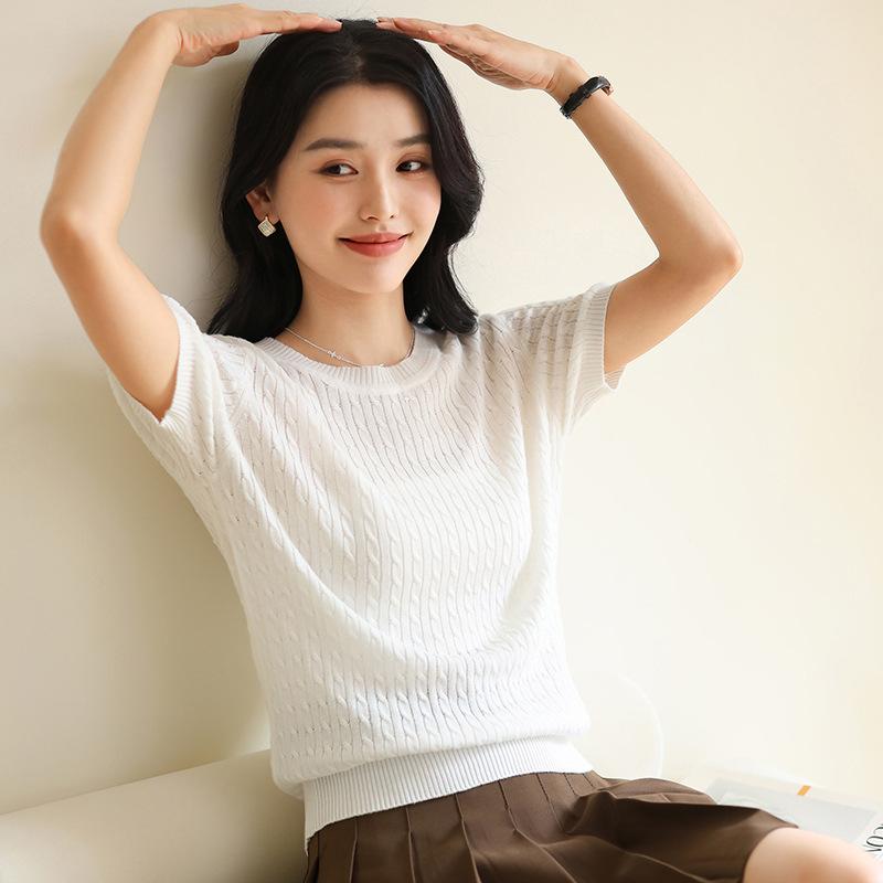 All-cotton Thread Round Neck Twist Short-sleeved Sweater Summer Worsted Cork Temperament Versatile Cotton Women s T-shirt Top M белый
All-cotton Thread Round Neck Twist Short-sleeved Sweater Summer Worsted Cork Temperament Versatile Cotton Women s T-shirt Top M белый