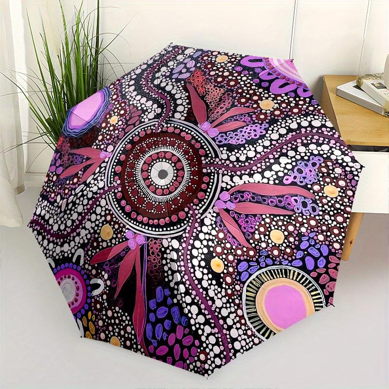 Floral Mandala Automatic folding umbrella simple eight rib design, bright color pattern, durable iron frame, ideal for travel and outdoor,
Floral Mandala Automatic folding umbrella simple eight rib design, bright color pattern, durable iron frame, ideal for travel and outdoor,