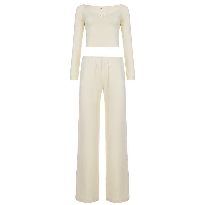 Casual Solid Color Lace Bow Two-Piece Pajama Set S
Casual Solid Color Lace Bow Two-Piece Pajama Set S