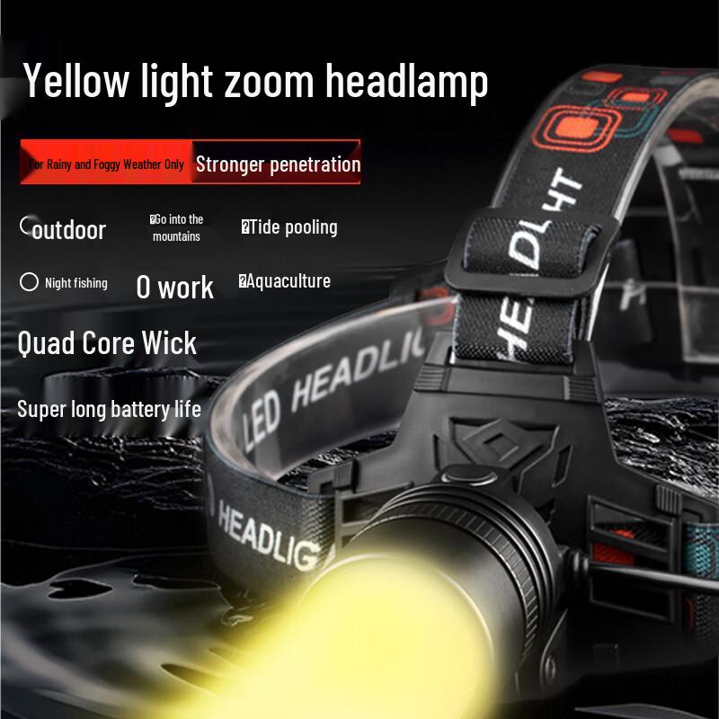 Rechargeable High-Power Zoom Headlamp - Yellow Light
Rechargeable High-Power Zoom Headlamp - Yellow Light