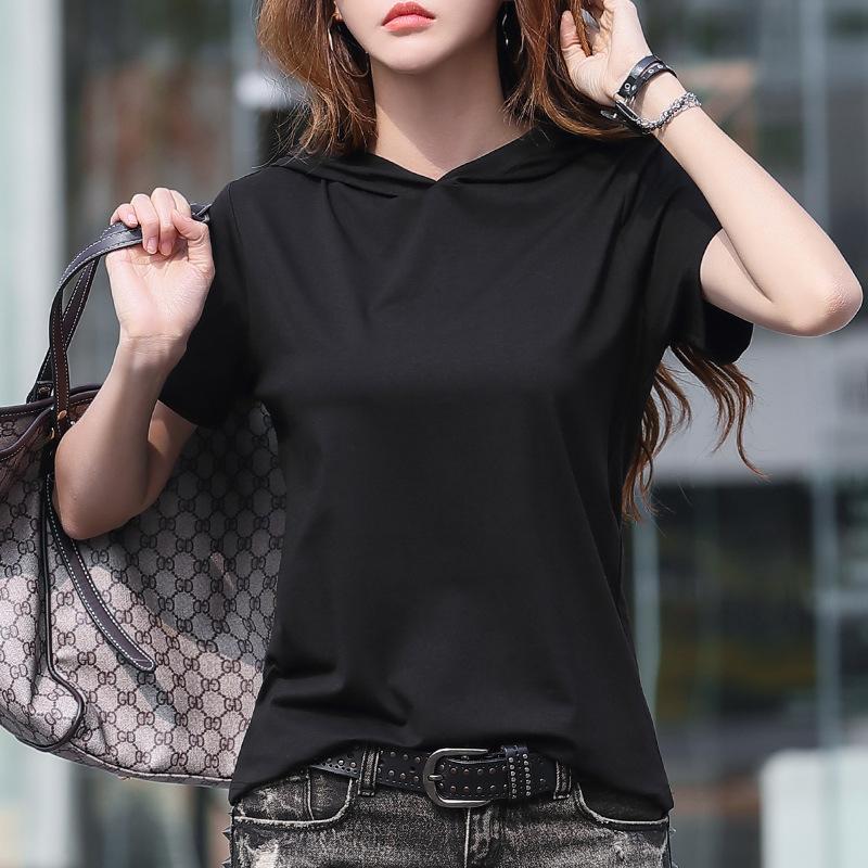 Летняя свободная повседневная женская футболка с короткими рукавами и короткими рукавами в корейском стиле, топ с капюшоном и половиной рукавов L чёрный
Летняя свободная повседневная женская футболка с короткими рукавами и короткими рукавами в корейском стиле, топ с капюшоном и половиной рукавов L чёрный