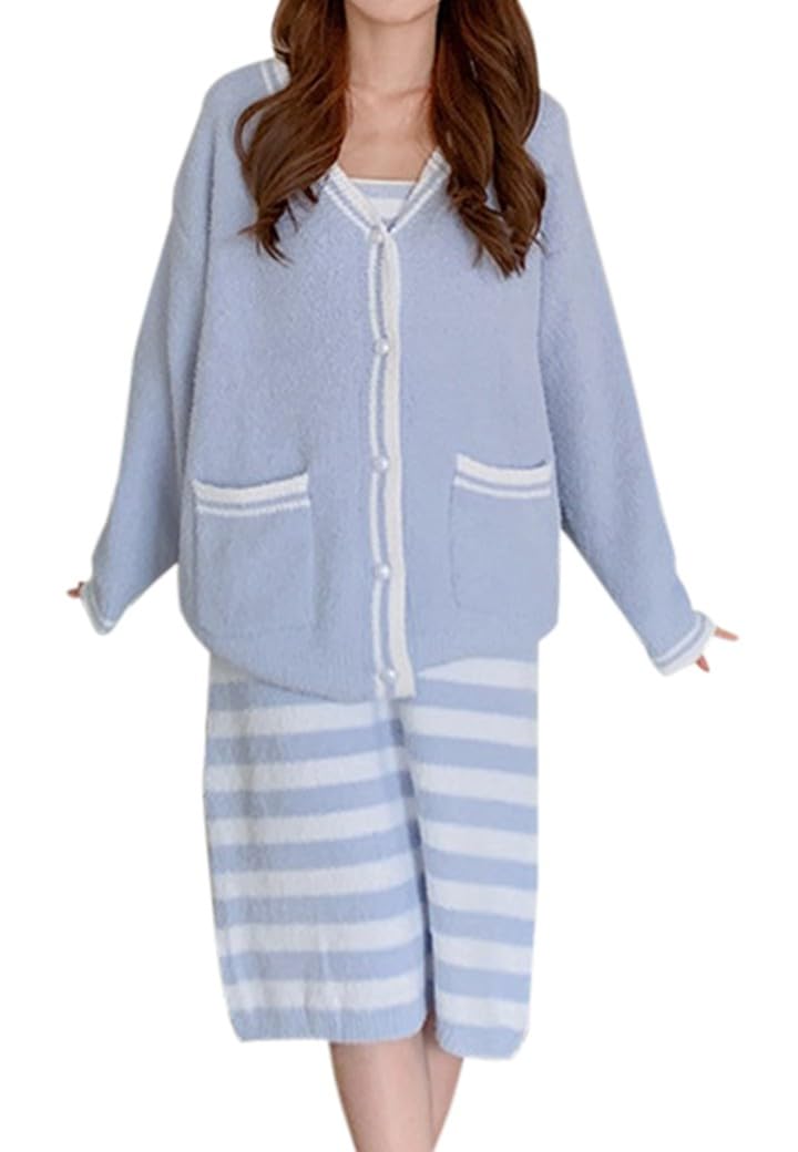 RIRIOA Fluffy Pajama Set and Loungewear Dress Women s (Top Bottoms, Cardigan) - 2-Piece (Light Blue)
RIRIOA Fluffy Pajama Set and Loungewear Dress Women s (Top Bottoms, Cardigan) - 2-Piece (Light Blue)