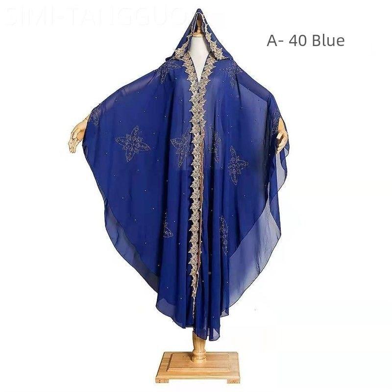 African plus Size Hot Diamond Bead Embroidery Hooded Dress A- 40 Blue One size
African plus Size Hot Diamond Bead Embroidery Hooded Dress A- 40 Blue One size