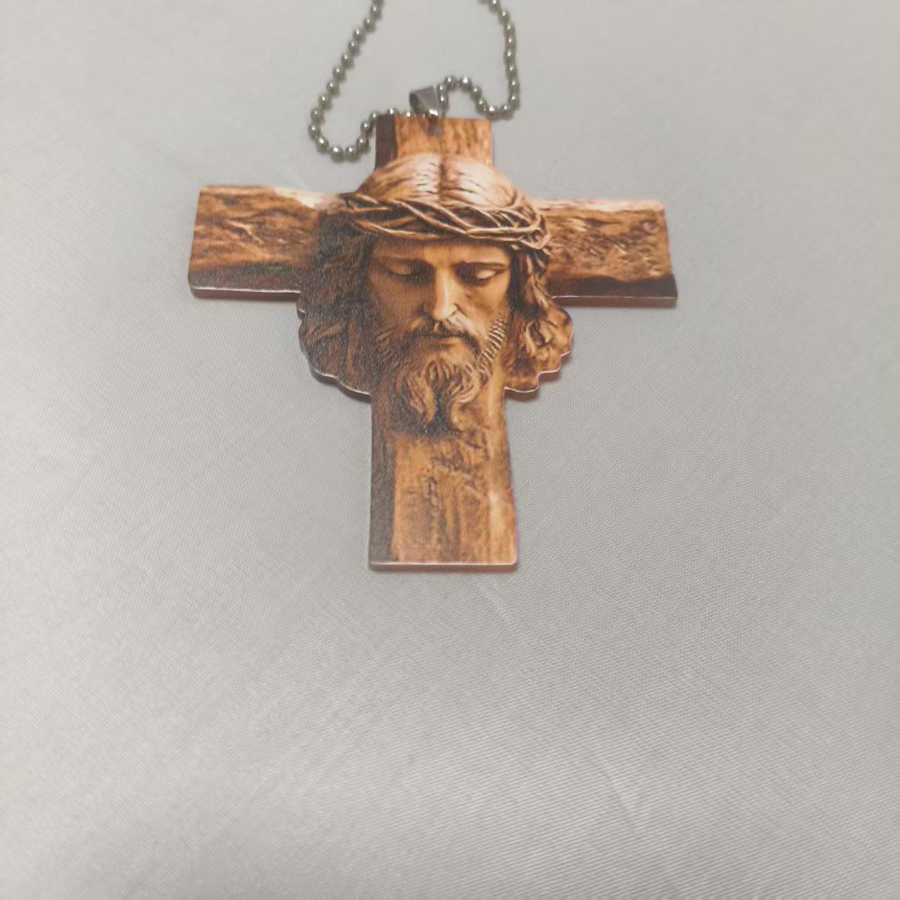Jesus Cross Car Ornament Retro Wood Grain Printed Car Rearview Mirror Decor Protective Charm Suitable for Bags/Backpacks 1pc
Jesus Cross Car Ornament Retro Wood Grain Printed Car Rearview Mirror Decor Protective Charm Suitable for Bags/Backpacks 1pc