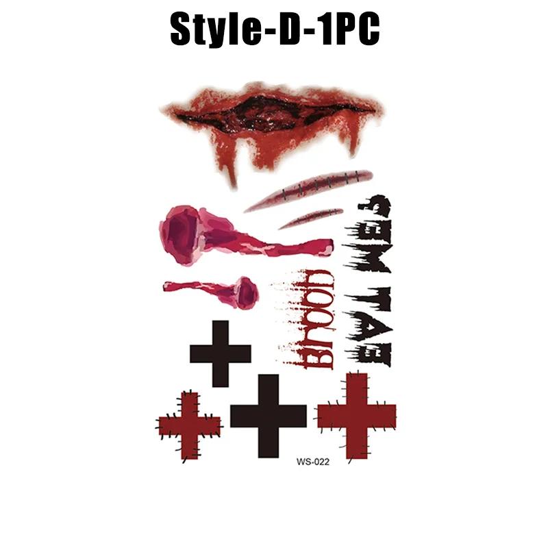 2025 Хэллоуин Водонепроницаемые Временные Татуировки Наклейки Сексуальный Кровавый Макияж Зомби Шрам Татуировка Украшения Рана Ужас Кровь Наклейка