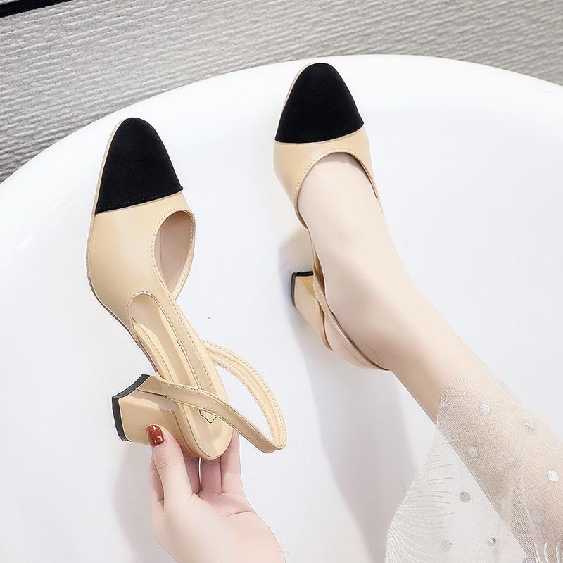 New high heels fairy bag head small fragrant single shoes ins thick heel side empty sandals galoshes 35
New high heels fairy bag head small fragrant single shoes ins thick heel side empty sandals galoshes 35