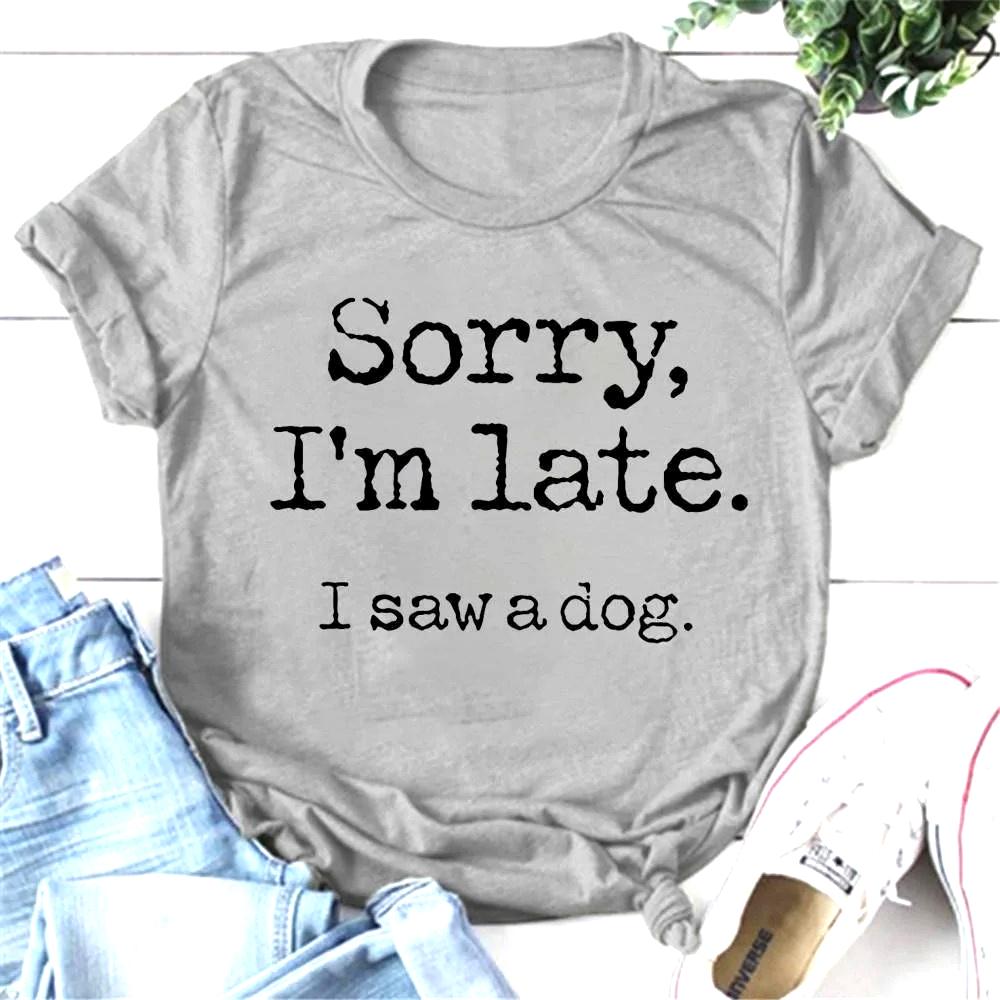 Womens Fashion Printed Sorry Im Late I Saw A Dog Print Tshirts Summer Casual Loose Round Neck Creative Aesthetic Clothes Tee S
Womens Fashion Printed Sorry Im Late I Saw A Dog Print Tshirts Summer Casual Loose Round Neck Creative Aesthetic Clothes Tee S