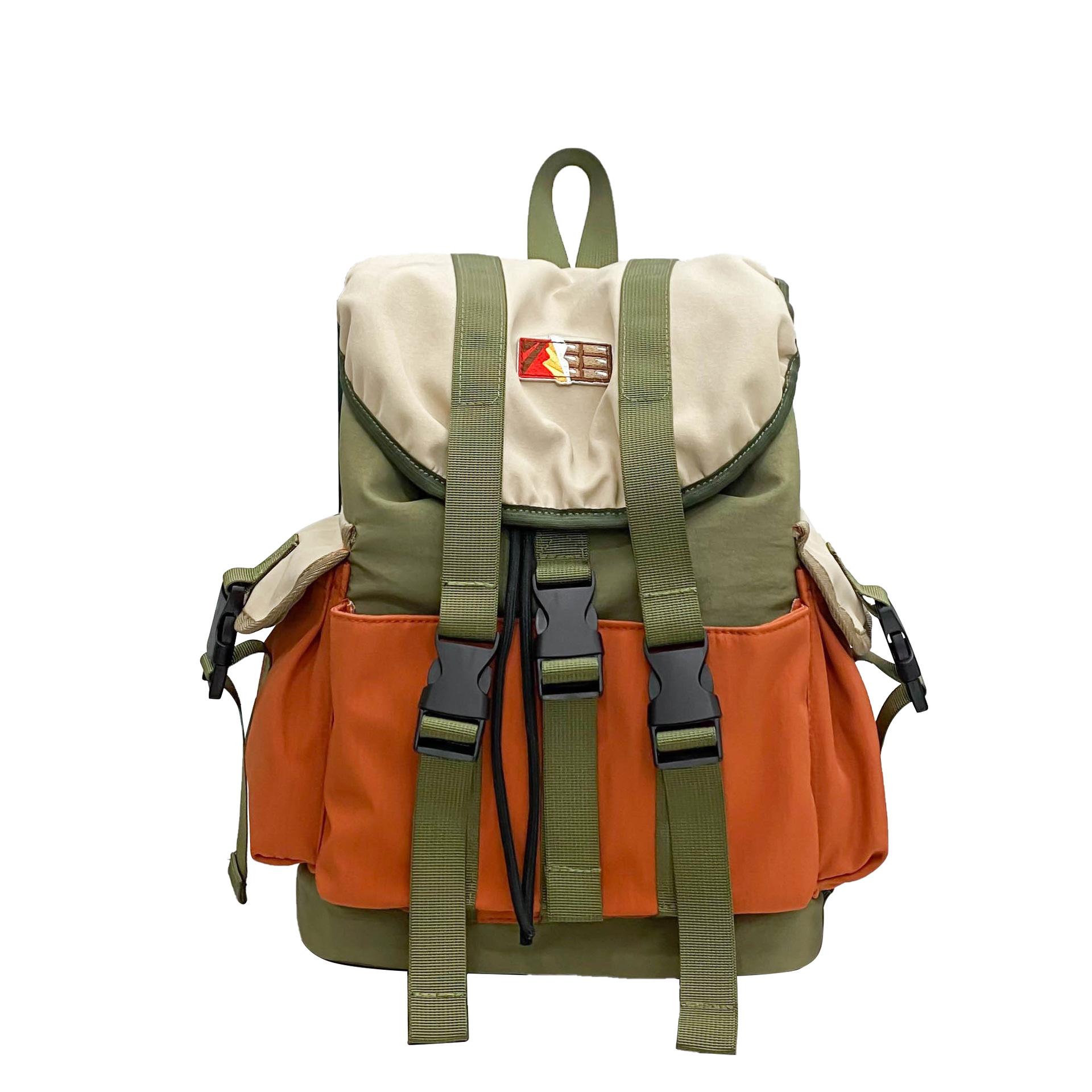 Холщовая школьная сумка большой вместимости для детей, дизайн в стиле колор-блок и дышащая оранжевый