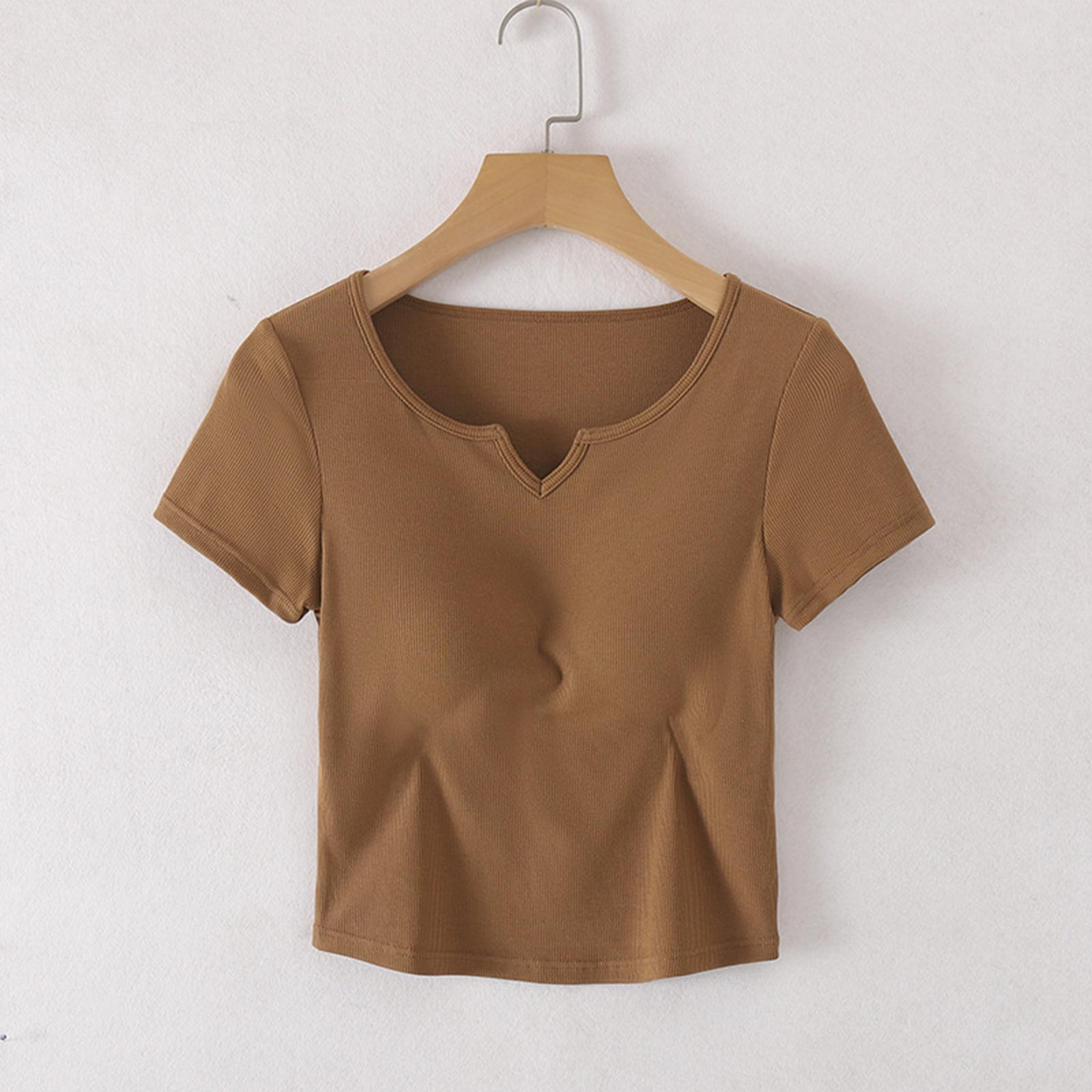 Women’s Short Sleeve Ribbed Knit Crop Top with Notched Neckline Fitted Stretch Pullover Casual Basic Tee Shirt L кофейный
Women’s Short Sleeve Ribbed Knit Crop Top with Notched Neckline Fitted Stretch Pullover Casual Basic Tee Shirt L кофейный