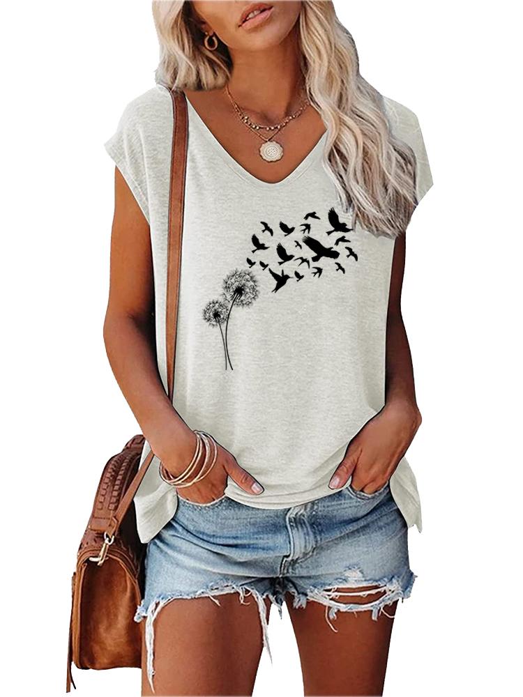 Women Fashion V Neck T-shirt Short Sleeve Top Summer Casual Print Tee Shirt S
Women Fashion V Neck T-shirt Short Sleeve Top Summer Casual Print Tee Shirt S