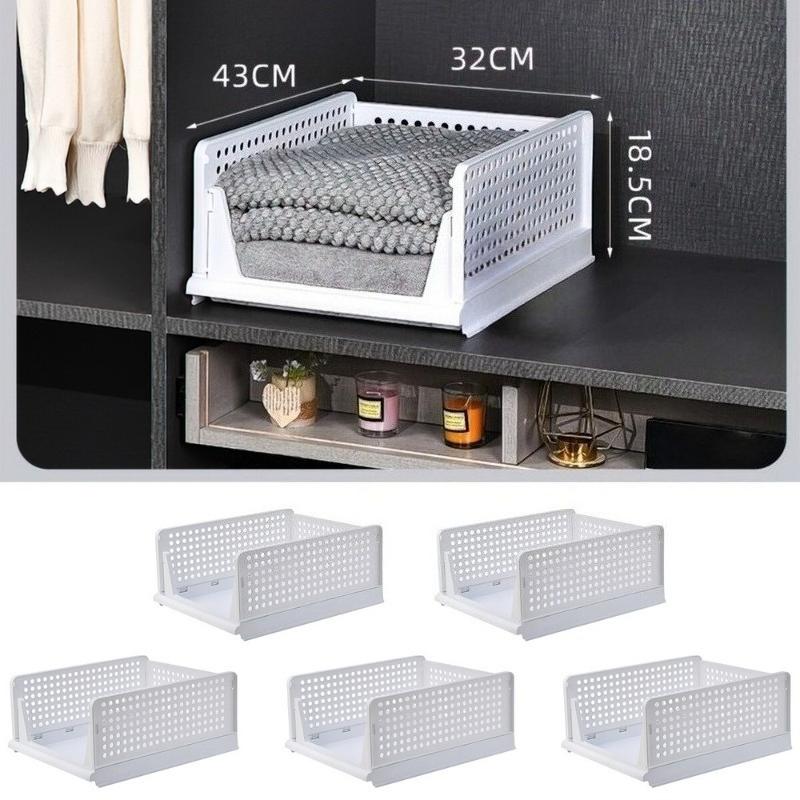 5PCS Large Foldable Plastic Clothes Organizer Storage Baskets in Closet Stackable Clothes Standing Rack Men Pants Jeans Storage
5PCS Large Foldable Plastic Clothes Organizer Storage Baskets in Closet Stackable Clothes Standing Rack Men Pants Jeans Storage