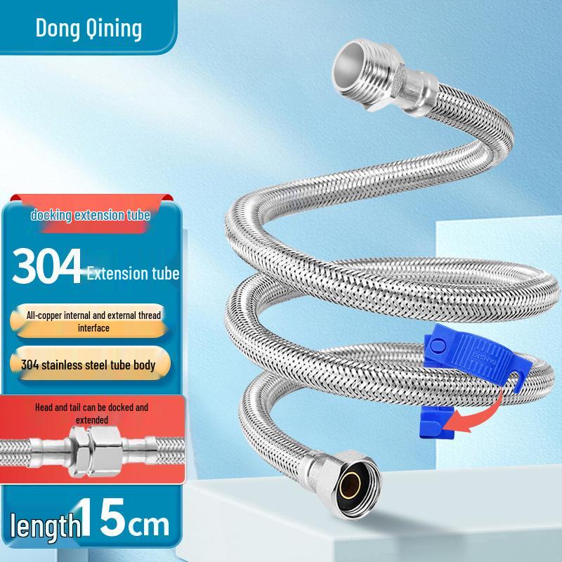 304 Stainless Steel Braided Extension Water Hose, Inner & Outer Thread, 4-Point Adapter, Household & Engineering Use
304 Stainless Steel Braided Extension Water Hose, Inner & Outer Thread, 4-Point Adapter, Household & Engineering Use
