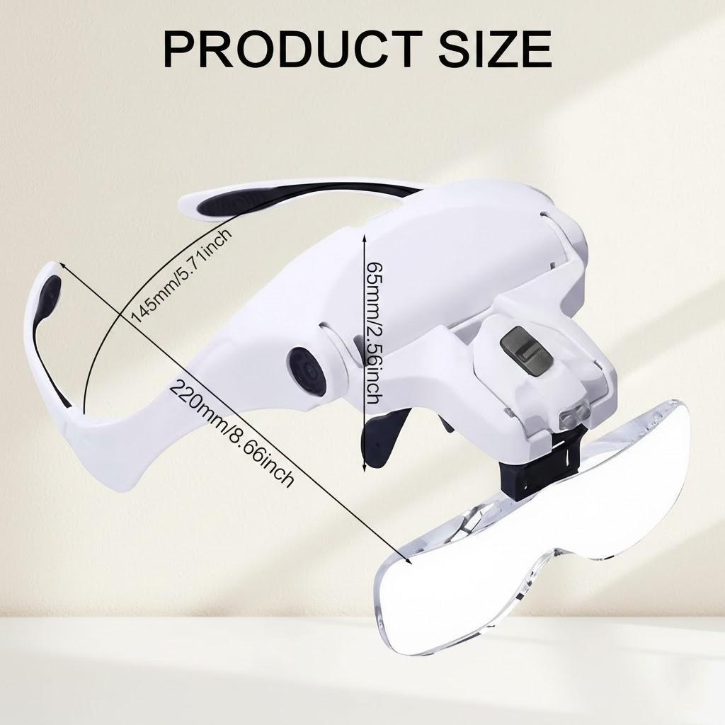Head-Mounted Magnifier with 5 Interchangeable Lenses (1.0X to 3.5X) and LED Lighting Adjustable Headband for Comfort білий
Head-Mounted Magnifier with 5 Interchangeable Lenses (1.0X to 3.5X) and LED Lighting Adjustable Headband for Comfort білий