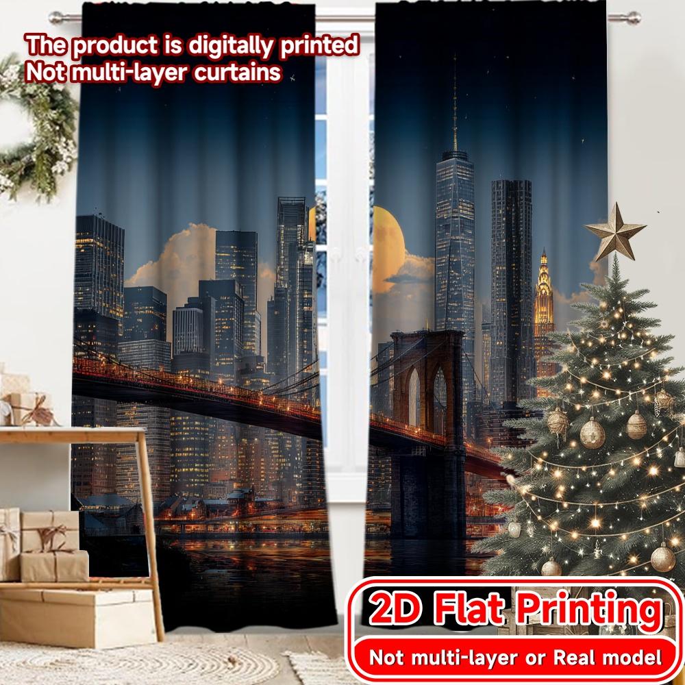 Set Of 2 Flat Printing Curtains Without Rod Night City Skyline View Holiday April Fools Is Day Printed Machine Curtain Made Polyester W100*H70(CM)-Hooks&2PCS
Set Of 2 Flat Printing Curtains Without Rod Night City Skyline View Holiday April Fools Is Day Printed Machine Curtain Made Polyester W100*H70(CM)-Hooks&2PCS