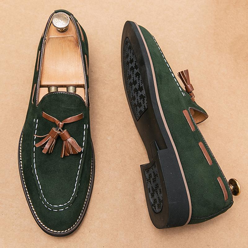 New Tassel Loafers Men s Green Brown Pointed Suede Leather Casual Shoes Wedding Dress Homecoming Footwear Zapatos Hombre 44
New Tassel Loafers Men s Green Brown Pointed Suede Leather Casual Shoes Wedding Dress Homecoming Footwear Zapatos Hombre 44