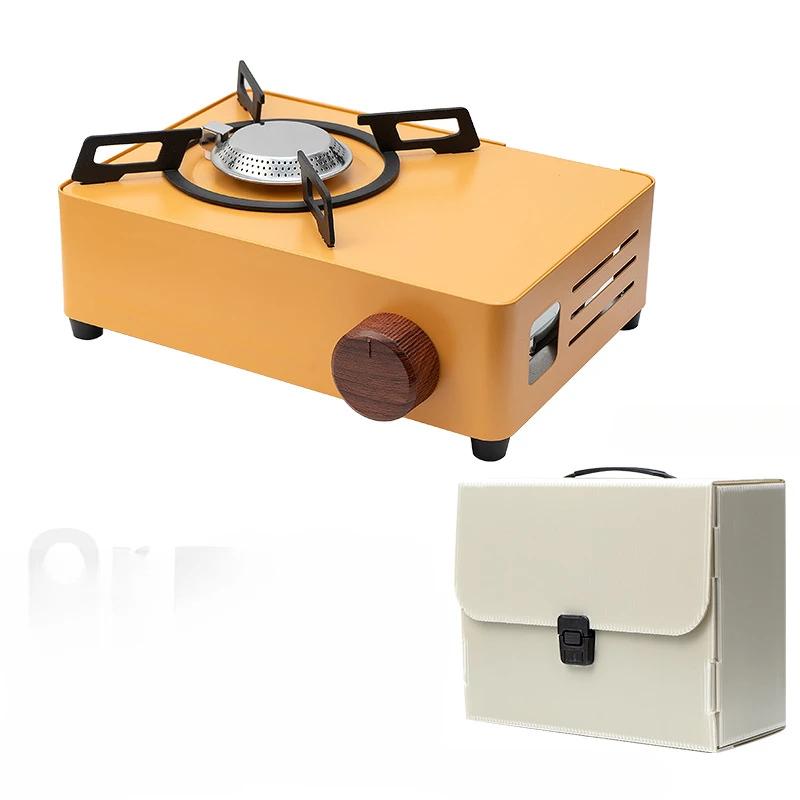 Горячая НОВИНКА Продажа Портативная газовая плита для улицы Одноконфорочная Мини Бутан Популярная Мощная Маленькая горелка Газовая плита Бутан оранжевый