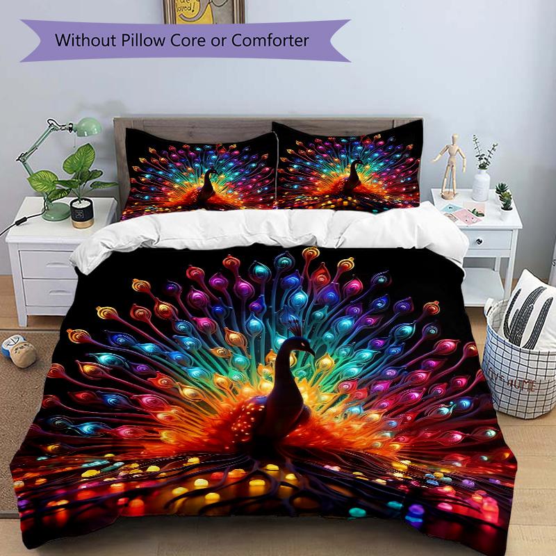 3pcs Colorful Feathers Peacock Quilt Cover Set (1 Quilt Cover + 2 Pillowcases Without Pillow Core), High-Definition Printing for Home and Dormito 135x200cm
3pcs Colorful Feathers Peacock Quilt Cover Set (1 Quilt Cover + 2 Pillowcases Without Pillow Core), High-Definition Printing for Home and Dormito 135x200cm