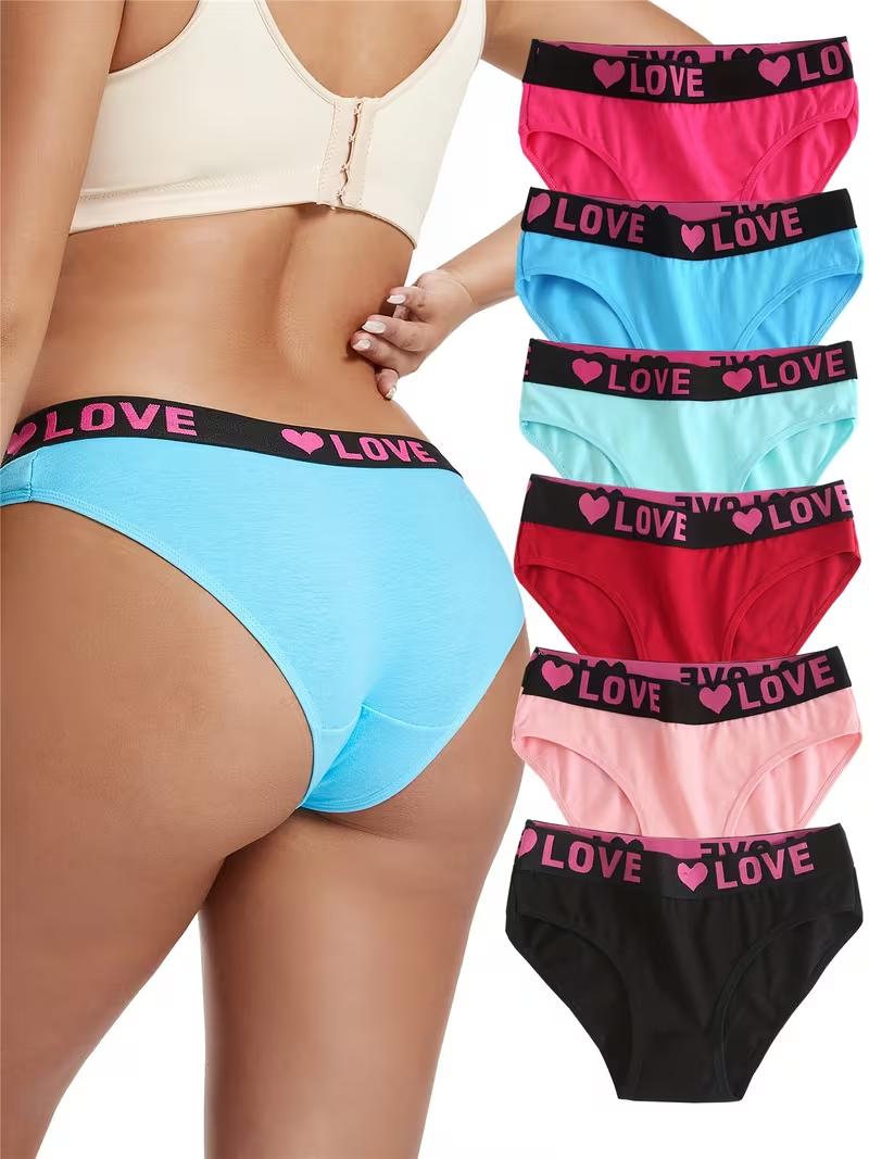 6Pcs Women High Waist Heart & Letter Print Cotton Briefs Set | Soft Breathable Comfortable Daily Underwear 2XL
6Pcs Women High Waist Heart & Letter Print Cotton Briefs Set | Soft Breathable Comfortable Daily Underwear 2XL