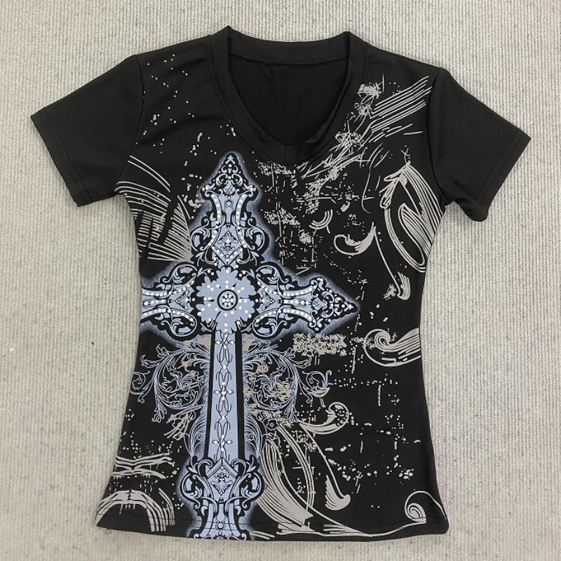 Y2K millennium sexy hot girl V-neck slimming printed T-shirt L чорний
Y2K millennium sexy hot girl V-neck slimming printed T-shirt L чорний