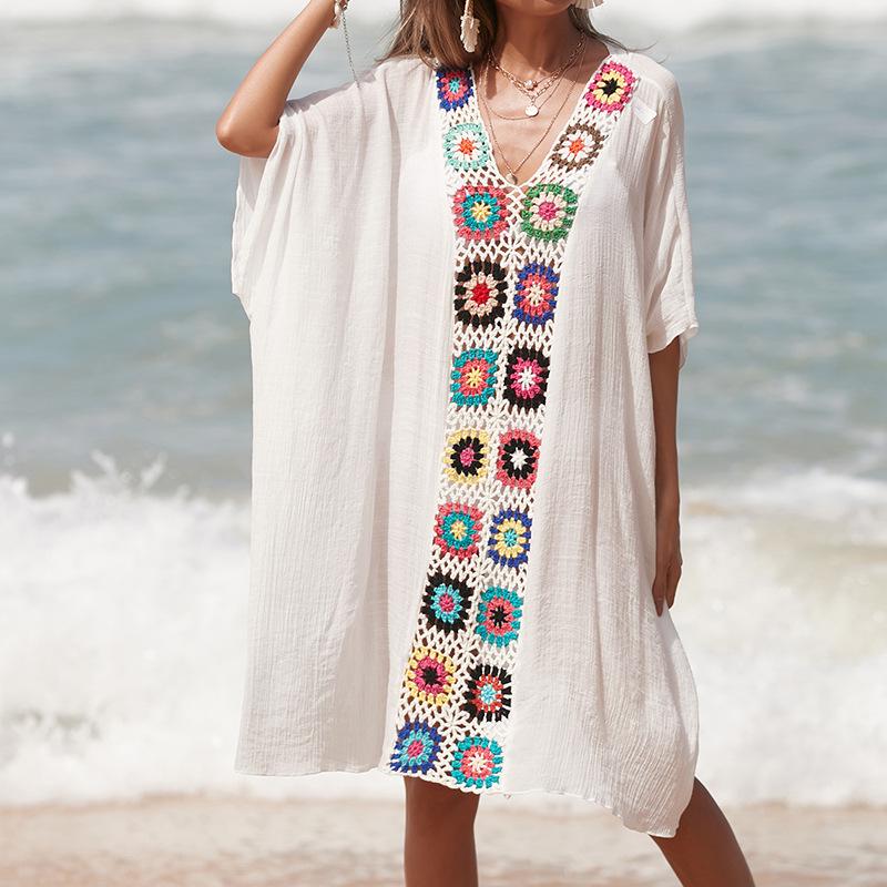 European & American Hand-Crocheted Patchwork V-Neck Loose Beach Cover-Up Dress One Size синій
European & American Hand-Crocheted Patchwork V-Neck Loose Beach Cover-Up Dress One Size синій