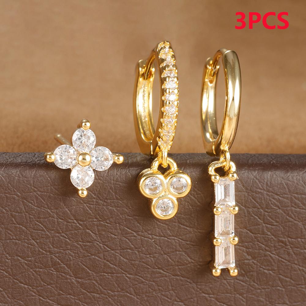 3PCS Stainless Steel Multicolor Crystal Hoop Earrings Set For Women Zircon 18K Gold Plated Huggie Pendant Piercing Jewelry
3PCS Stainless Steel Multicolor Crystal Hoop Earrings Set For Women Zircon 18K Gold Plated Huggie Pendant Piercing Jewelry