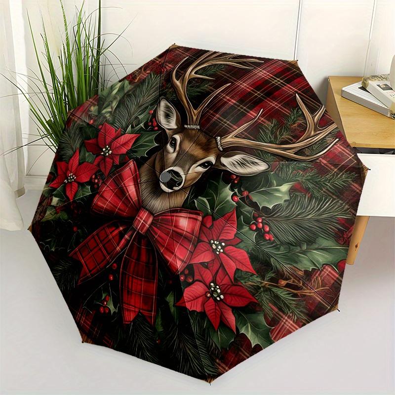 Christmas Deer Wreath Wooden Wall Sign Decoration Umbrella, Cute Umbrella with Cute Design, Portable 3-Fold Compact Umbrella for Men & Women, Valentin
Christmas Deer Wreath Wooden Wall Sign Decoration Umbrella, Cute Umbrella with Cute Design, Portable 3-Fold Compact Umbrella for Men & Women, Valentin