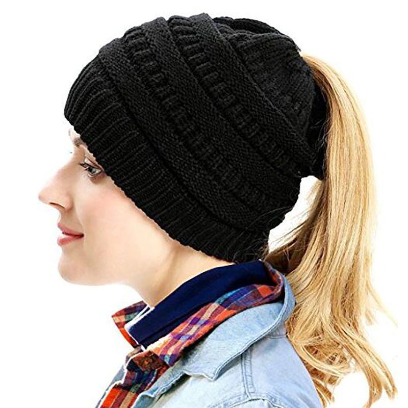 Bun High Womenmessy Winter Warm Pony Hat Cap Knit Black
Bun High Womenmessy Winter Warm Pony Hat Cap Knit Black