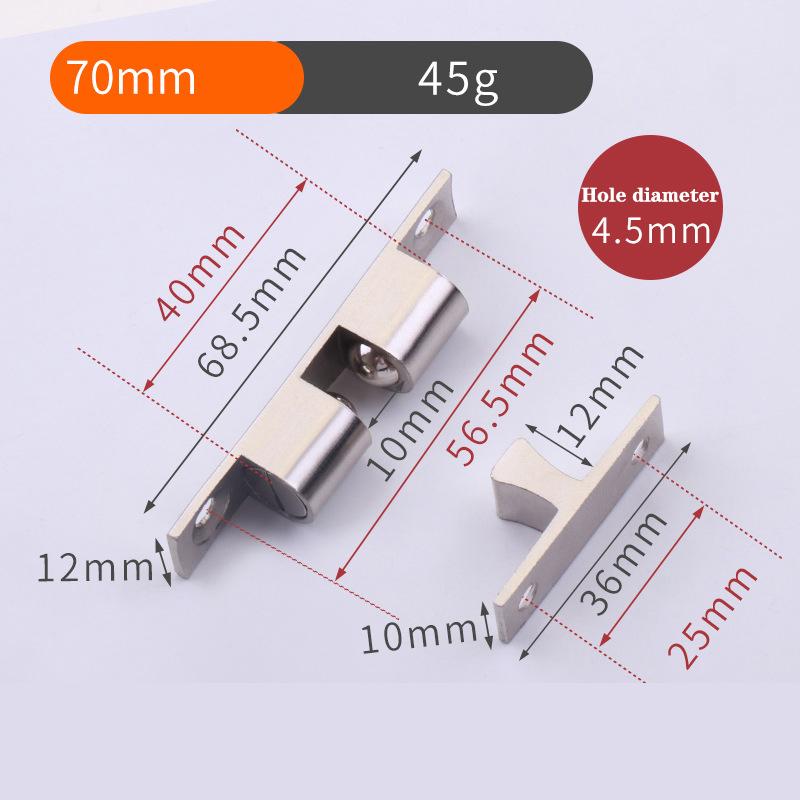 40/50/60 мм чистая медь, двойная пружинная стальная шариковая защелка для мебельного шкафа, двери шкафа, регулируемая натяжная защелка 70mm серебряный