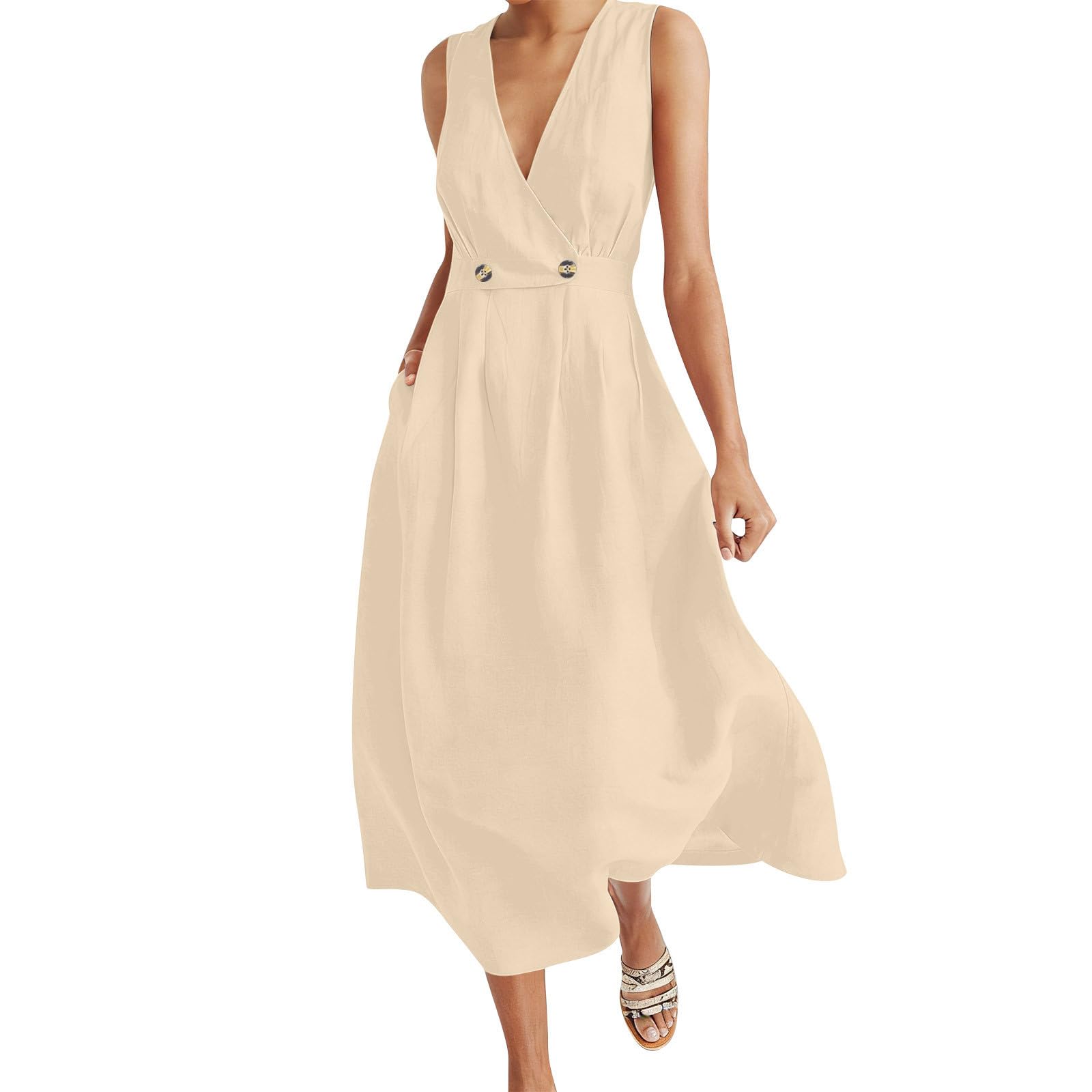 Women s Fashion Color Long Dress Summer Loose V-neck Sleeveless Pocket Party Vacation Dress XL хакі
Women s Fashion Color Long Dress Summer Loose V-neck Sleeveless Pocket Party Vacation Dress XL хакі