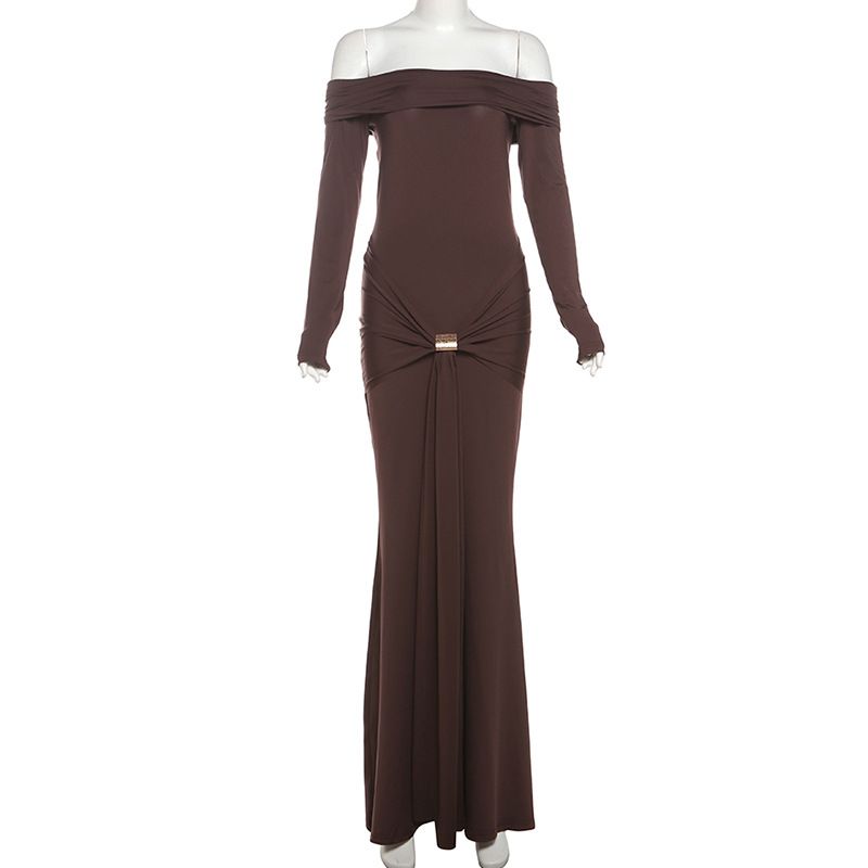 Western Style Ins New Fashion Temperament off-Shoulder Long sleeve Slim fit Long dress Sexy Backless Sheath Dress Women Brown S
Western Style Ins New Fashion Temperament off-Shoulder Long sleeve Slim fit Long dress Sexy Backless Sheath Dress Women Brown S