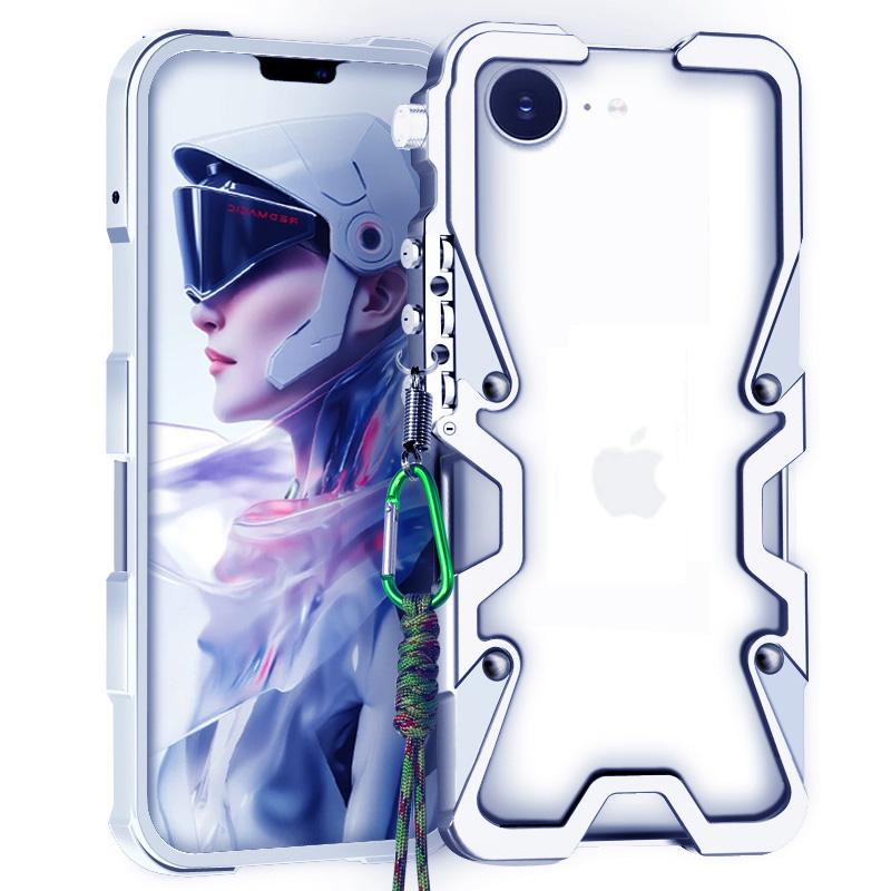 For iPhone 16e Bumper Case Aluminium Alloy Metal Phone Shell Cover with Strap Silver
For iPhone 16e Bumper Case Aluminium Alloy Metal Phone Shell Cover with Strap Silver