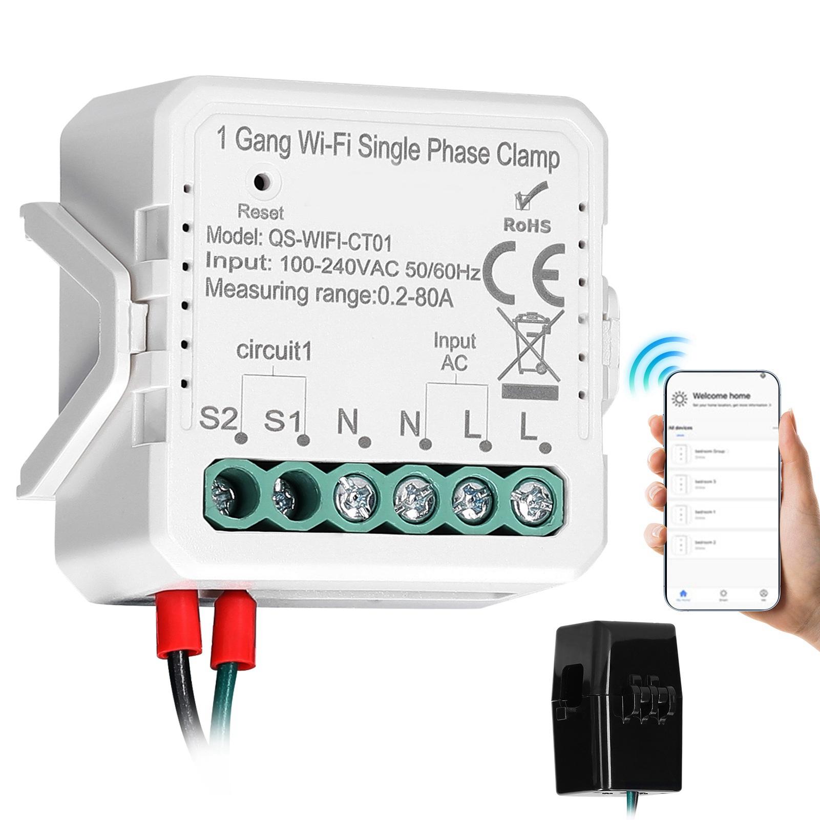 Tuya WiFi 2 Gang 80A Single Phase Clamp Solar PV Bidirectional Two Way Energy Meter Mobilephone APP Control Current Transformer
Tuya WiFi 2 Gang 80A Single Phase Clamp Solar PV Bidirectional Two Way Energy Meter Mobilephone APP Control Current Transformer