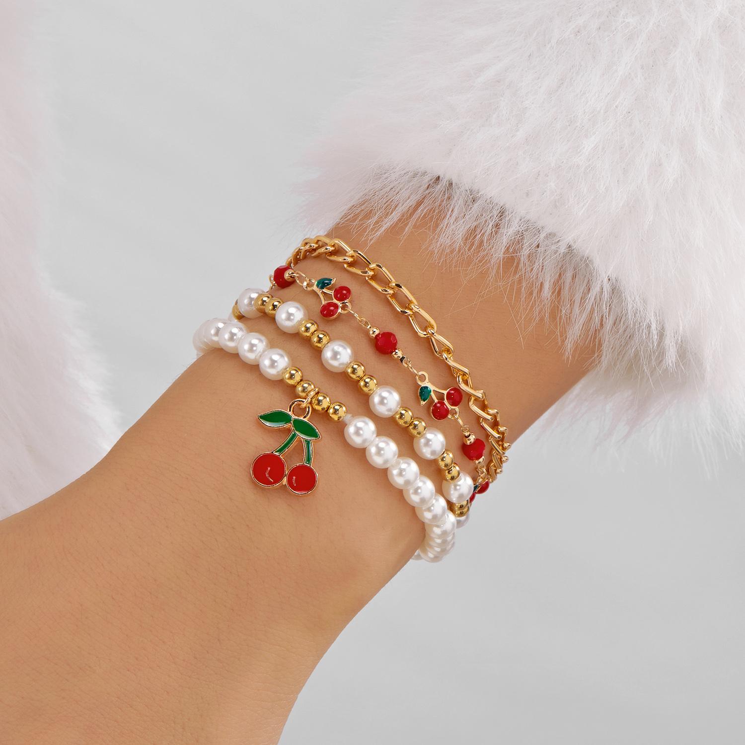 4-6 Pcs Red Cherry Imitation Pearl Beaded Bracelet For Women Bohemia Strawberry Cuff Bangle Bracelets Party Charm Zircon Gift
4-6 Pcs Red Cherry Imitation Pearl Beaded Bracelet For Women Bohemia Strawberry Cuff Bangle Bracelets Party Charm Zircon Gift