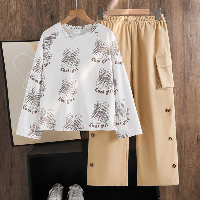 Autumn Rabbit Print Girls Long-Sleeve T-Shirt & Wide-Leg Pants Set 150cm білий
Autumn Rabbit Print Girls Long-Sleeve T-Shirt & Wide-Leg Pants Set 150cm білий