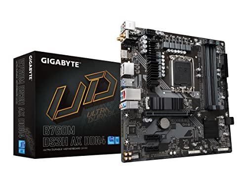 GIGABYTE B760M DS3H AX DDR4 (LGA 1700/ Intel/ B760/ M-ATX/ DDR4/ 2* M.2/ PCIe 4.0/ USB 3.2 Gen 2 Type-C/WiFi 6E/ 2.5GbE LAN/Q-Flash Plus/PCIe EZ-Latch
GIGABYTE B760M DS3H AX DDR4 (LGA 1700/ Intel/ B760/ M-ATX/ DDR4/ 2* M.2/ PCIe 4.0/ USB 3.2 Gen 2 Type-C/WiFi 6E/ 2.5GbE LAN/Q-Flash Plus/PCIe EZ-Latch