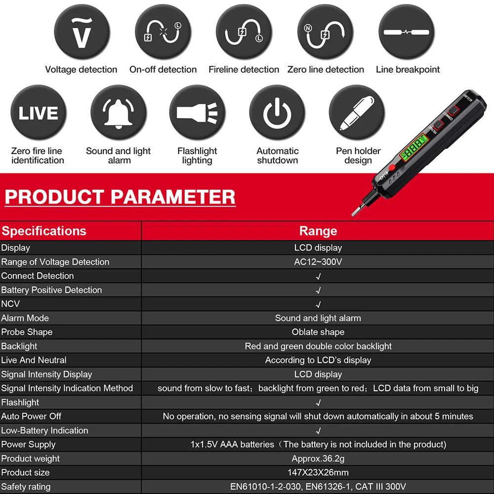 HT89 Pen Type Voltage Tester Breakpoint Finder Continuity Test Sensitivity Adjustable Smart Voltage Indicator Tester Pen Meter
HT89 Pen Type Voltage Tester Breakpoint Finder Continuity Test Sensitivity Adjustable Smart Voltage Indicator Tester Pen Meter