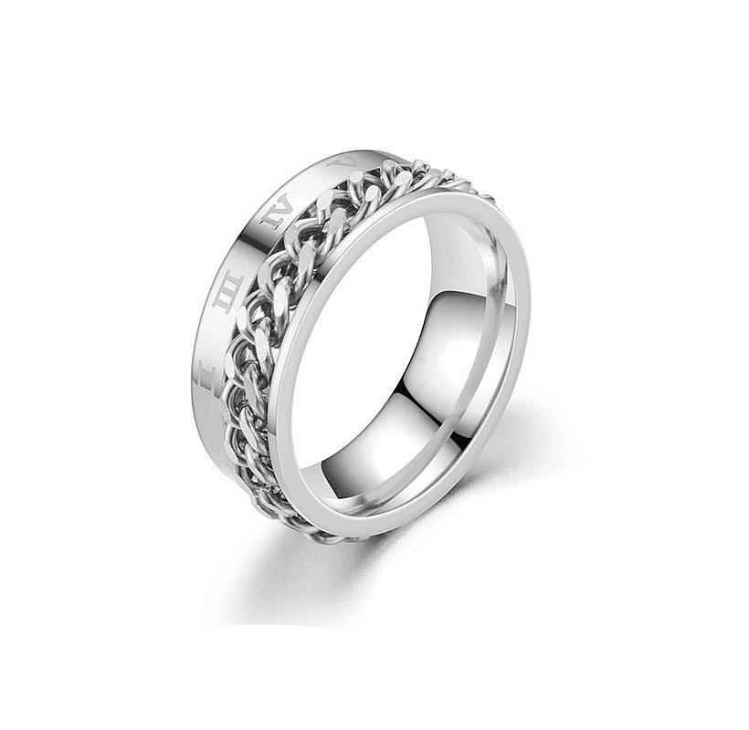 Titanium Steel Rotating Chain Ring for Men - European & American Retro Roman Numeral Design Jewelry Size 9
Titanium Steel Rotating Chain Ring for Men - European & American Retro Roman Numeral Design Jewelry Size 9