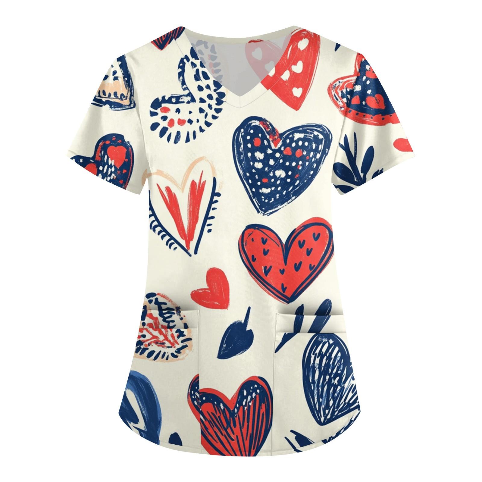 Женская модная рабочая одежда с V-образным вырезом, короткими рукавами и карманами, с принтом ко Дню святого Валентина XL белый
Женская модная рабочая одежда с V-образным вырезом, короткими рукавами и карманами, с принтом ко Дню святого Валентина XL белый