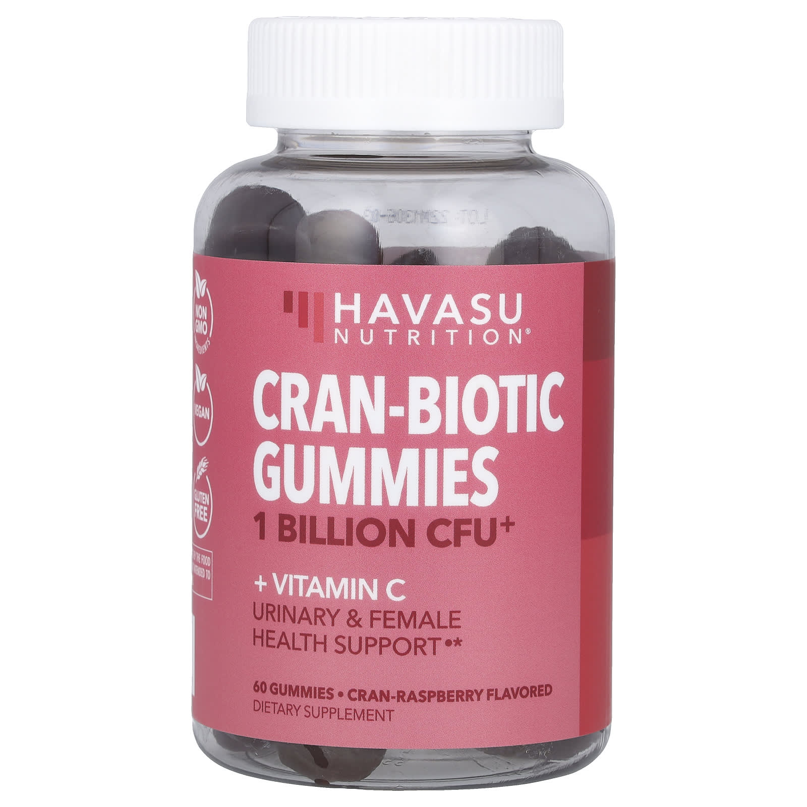 Havasu Nutrition, Cran-Biotic gummies, Cran-Raspberry, 1 billion CFU, 60 gummies
Havasu Nutrition, Cran-Biotic gummies, Cran-Raspberry, 1 billion CFU, 60 gummies