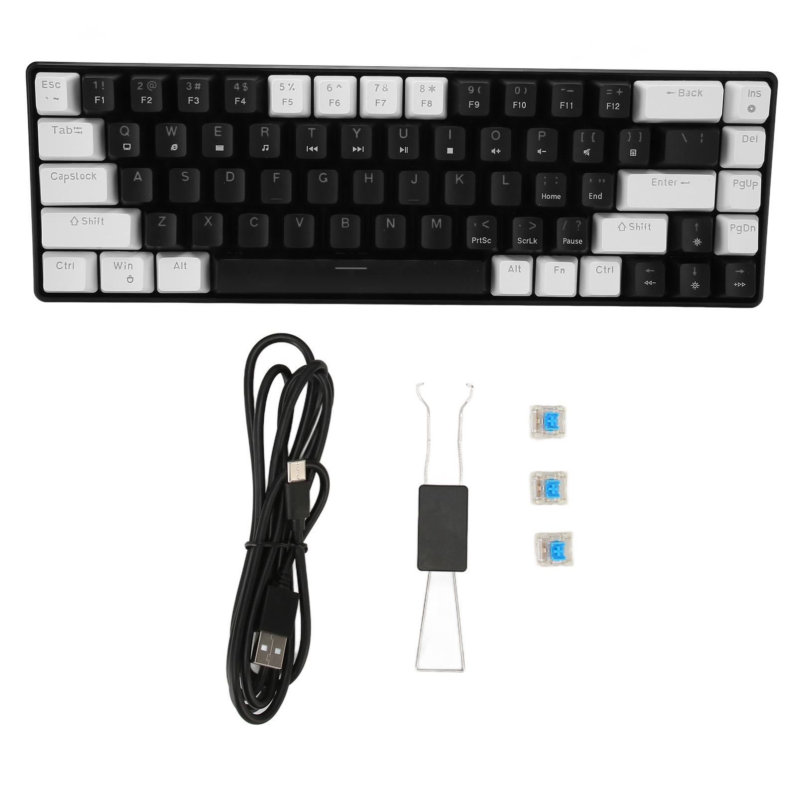 68-клавішна механічна клавіатура RGB Light двоколірна ігрова клавіатура для домашнього гуртожитку Інтернет-бар чорний білий колір
68-клавішна механічна клавіатура RGB Light двоколірна ігрова клавіатура для домашнього гуртожитку Інтернет-бар чорний білий колір