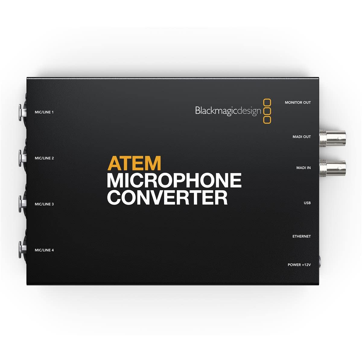 Blackmagic Design ATEM Microphone Converter Analog Audio to MADI Converter 4 Inputs (SWATEMTVSTDMC) чорний
Blackmagic Design ATEM Microphone Converter Analog Audio to MADI Converter 4 Inputs (SWATEMTVSTDMC) чорний