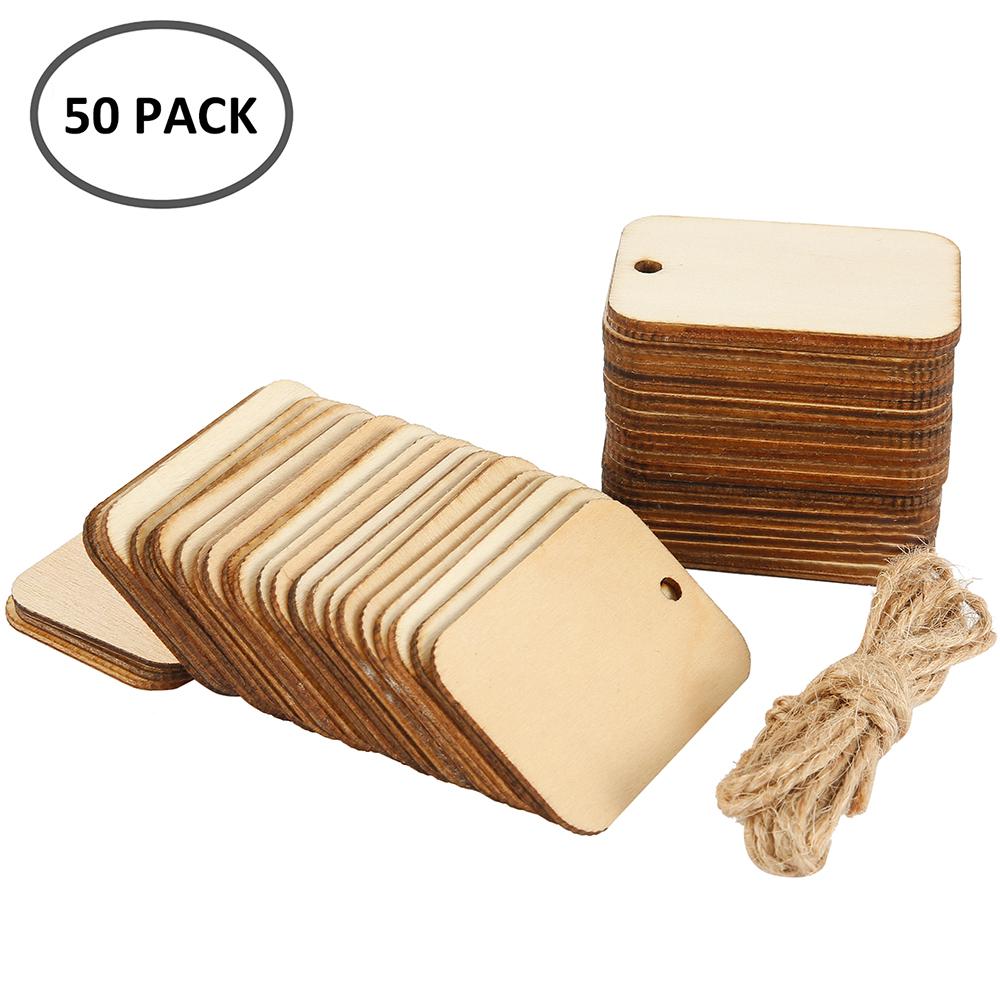 50Pcs Wood Slices with Ropes Unfinished Rectangular Log Slices Rustic Natural Wood Pieces Hanging Ornament for DIY Craft Decor
50Pcs Wood Slices with Ropes Unfinished Rectangular Log Slices Rustic Natural Wood Pieces Hanging Ornament for DIY Craft Decor