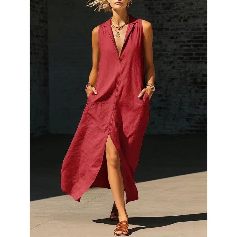 European and American new women s clothing, casual sleeveless loose pocket women s long dress XXL
European and American new women s clothing, casual sleeveless loose pocket women s long dress XXL