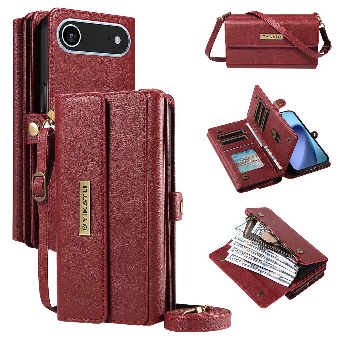 For iPhone 17 Air Case YIKATU YK-008 Zipper Wallet Leather Phone Cover with Shoulder Strap Red
For iPhone 17 Air Case YIKATU YK-008 Zipper Wallet Leather Phone Cover with Shoulder Strap Red