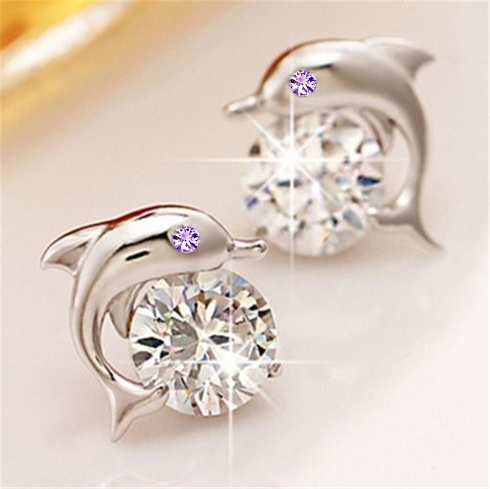 Exquisite Cute Romantic Dolphin Love Stud Earrings For Women 925 Stering Silver Jewelry Round Cut AAA Zircon Brinco Bijoux
Exquisite Cute Romantic Dolphin Love Stud Earrings For Women 925 Stering Silver Jewelry Round Cut AAA Zircon Brinco Bijoux