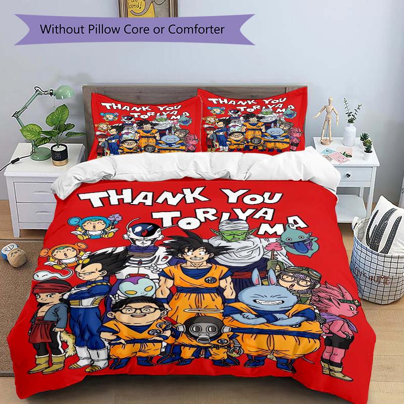 3pcs Dragon Ball Z Thank You Toriyama Bedding Set - 1 Soft Quilt Cover + 2 Pillowcases, Machine Washable - Suitable for All Seasons, Perfect 135cm*200cm
3pcs Dragon Ball Z Thank You Toriyama Bedding Set - 1 Soft Quilt Cover + 2 Pillowcases, Machine Washable - Suitable for All Seasons, Perfect 135cm*200cm