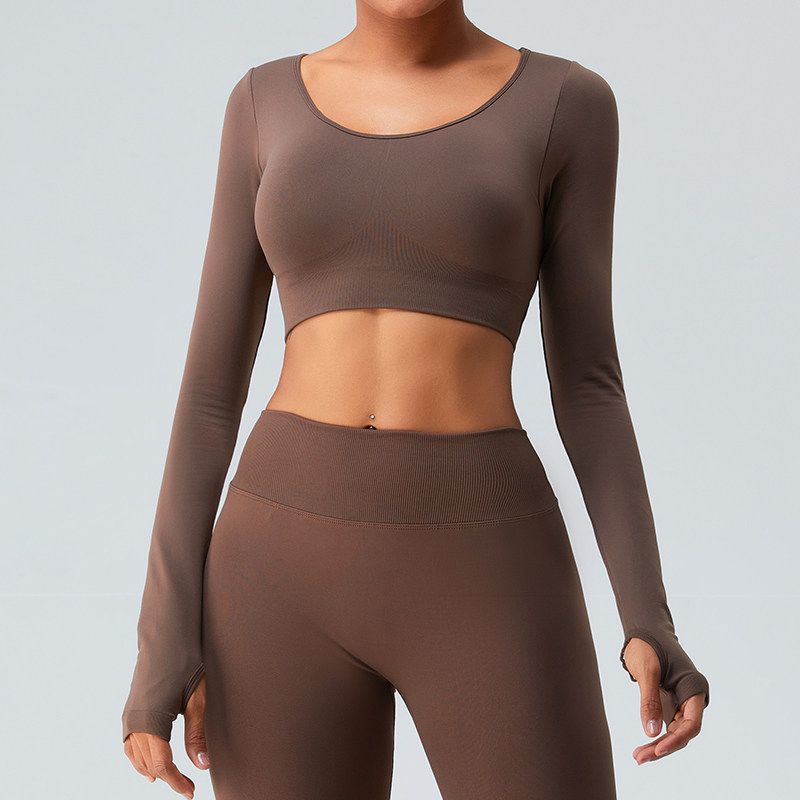 Cross Xh1065 Seamless Long Sleeves Women s Yoga Clothes Dark brown L
Cross Xh1065 Seamless Long Sleeves Women s Yoga Clothes Dark brown L
