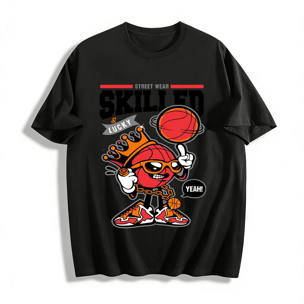 Skilled Lucky Basketball King Graphic Tee Hip Hop Streetwear Top Pure cotton T-shirt XXS
Skilled Lucky Basketball King Graphic Tee Hip Hop Streetwear Top Pure cotton T-shirt XXS