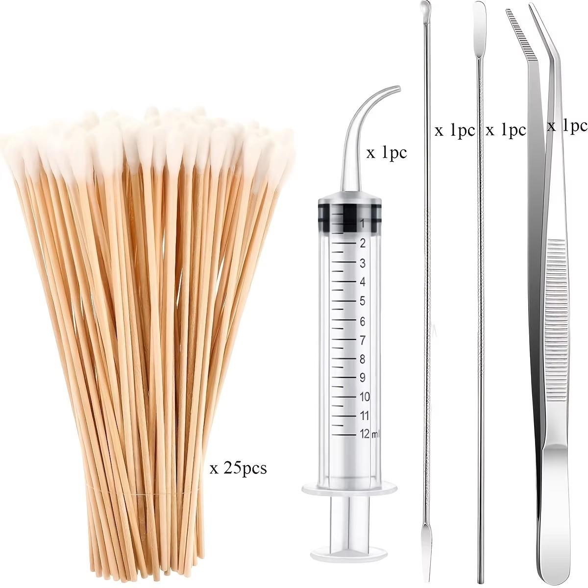 Tonsil Stone Removal Set Includes 2 Stainless Steel Tonsil Stone Removal Tools, 1 Stainless Steel Elbow Tweezers and 25 Long Swa
Tonsil Stone Removal Set Includes 2 Stainless Steel Tonsil Stone Removal Tools, 1 Stainless Steel Elbow Tweezers and 25 Long Swa