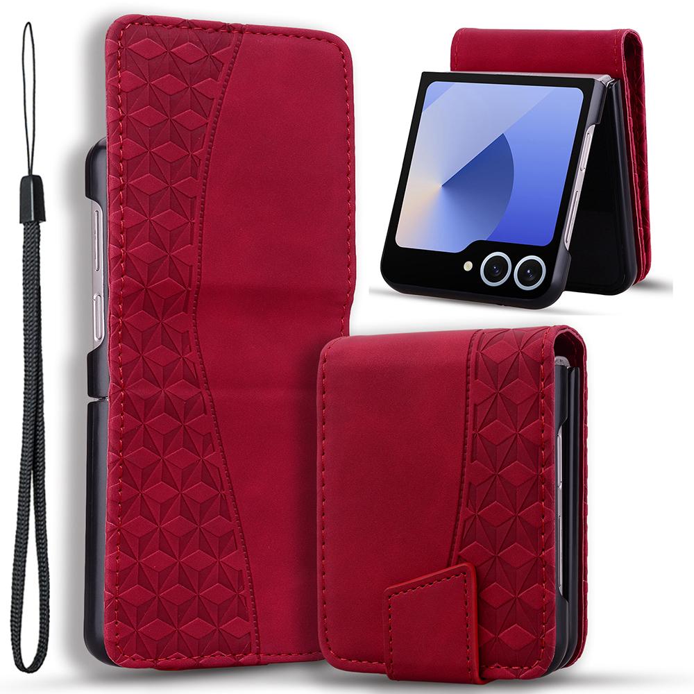 For Samsung Galaxy Z Flip7 5G Case Rhombus Pattern Leather Phone Cover with Wrist Strap Wine Red
For Samsung Galaxy Z Flip7 5G Case Rhombus Pattern Leather Phone Cover with Wrist Strap Wine Red